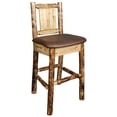 thumbnail image 5 of Glacier Country Collection Barstool w/ Back - Saddle Upholstery, w/ Laser Engraved Bronc Design, 5 of 11