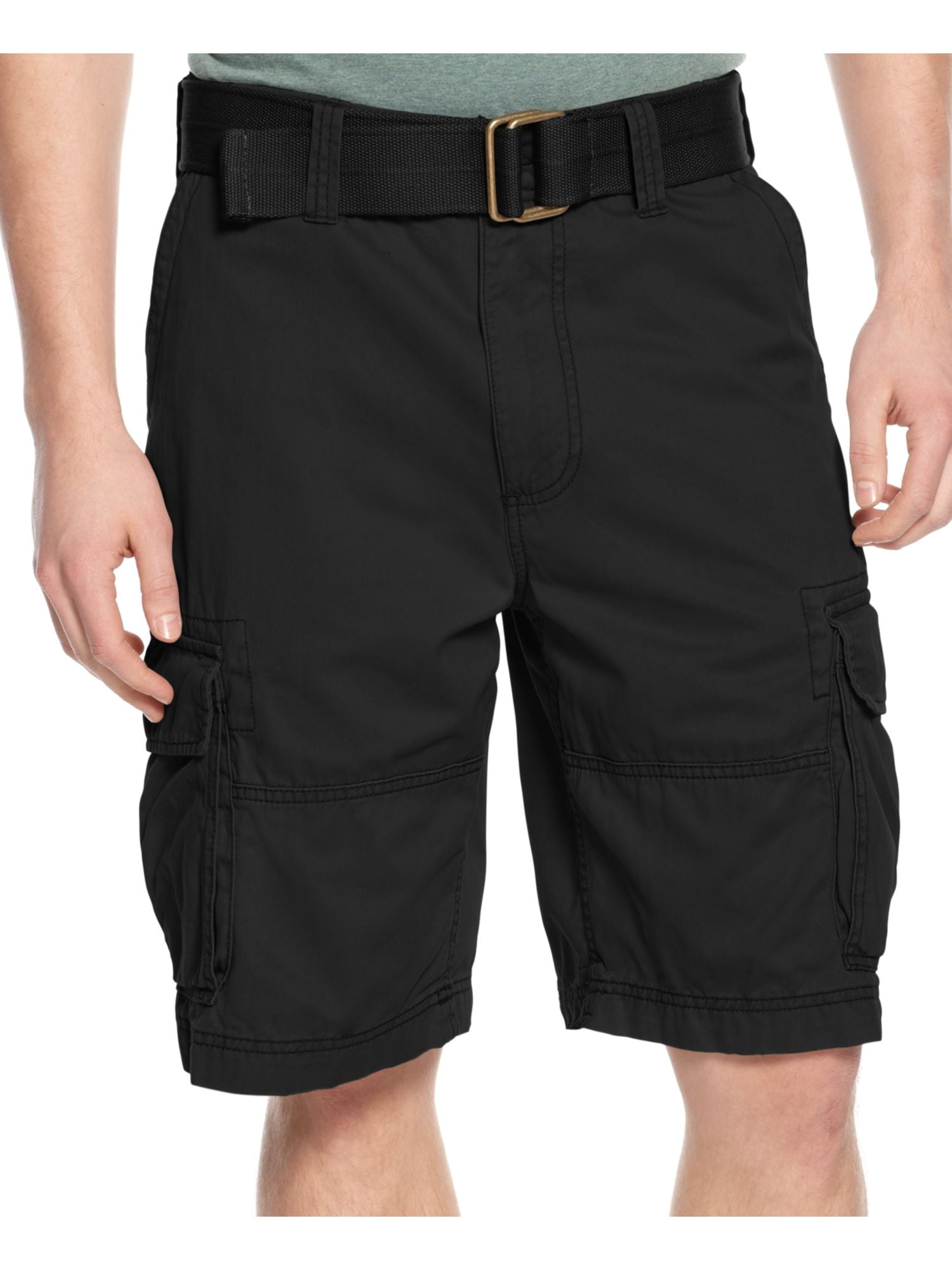AMERICAN RAG Mens Black Belted Shorts 