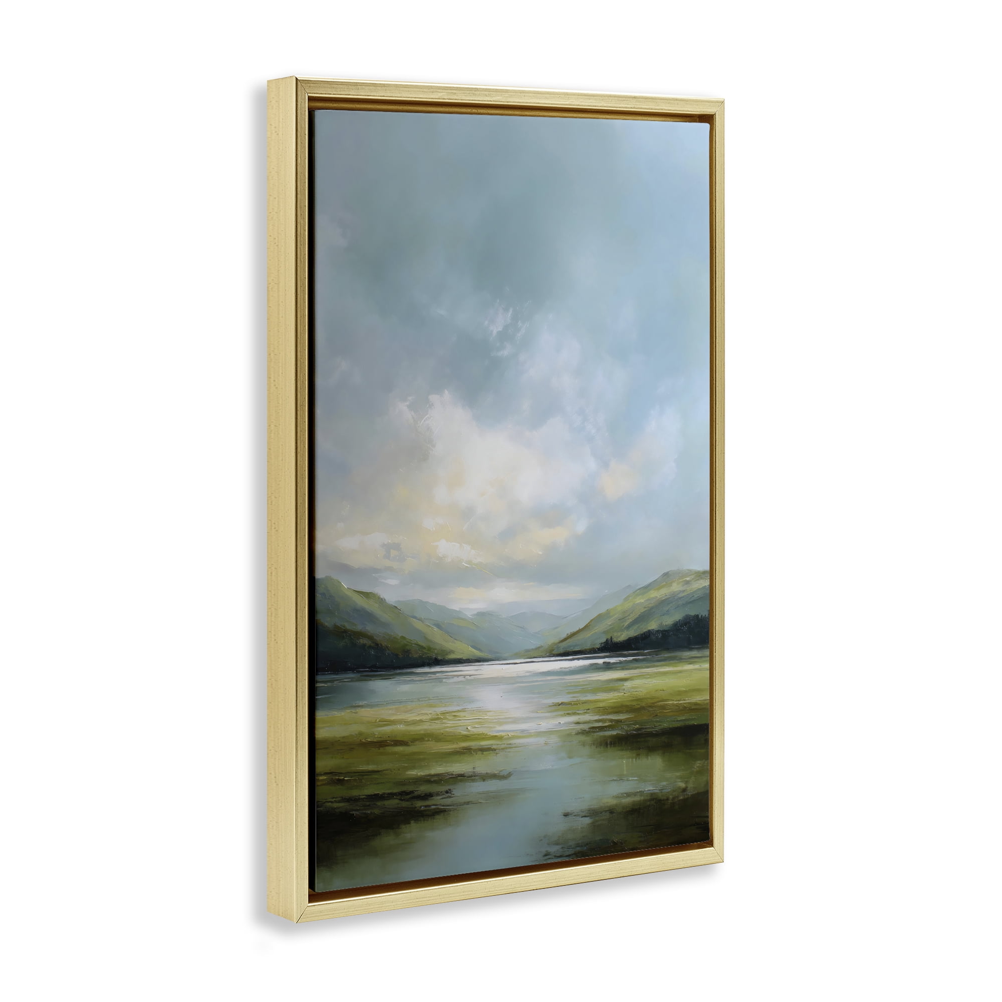 Stupell Industries Here Comes Sun over Valley Gold Framed Floater Canvas Wall Art, design by Petal Prints Design