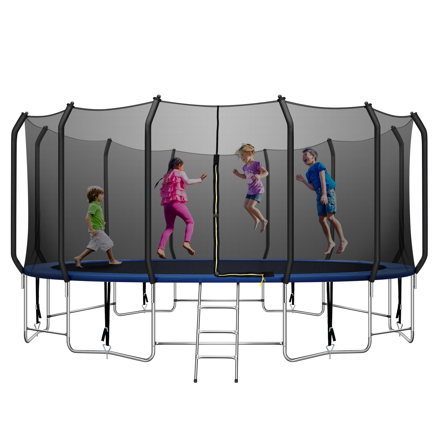 Upgraded 16FT Trampoline with Thickened Balance Bar & Wind Stakes, Arc
