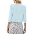 thumbnail image 4 of Uvplove Women's Cropped V-Neck Knit Cardigan Button Lightweight Soft Hollowed-Out Textured Shrug,Light Blue,XL, 4 of 8