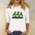 thumbnail image 2 of Hauts pour Femmes Mode Imprimé St. Patrick Décontracté Col Rond Manches 7 Pouces Blouses pour Femmes Blanc G, 2 of 4