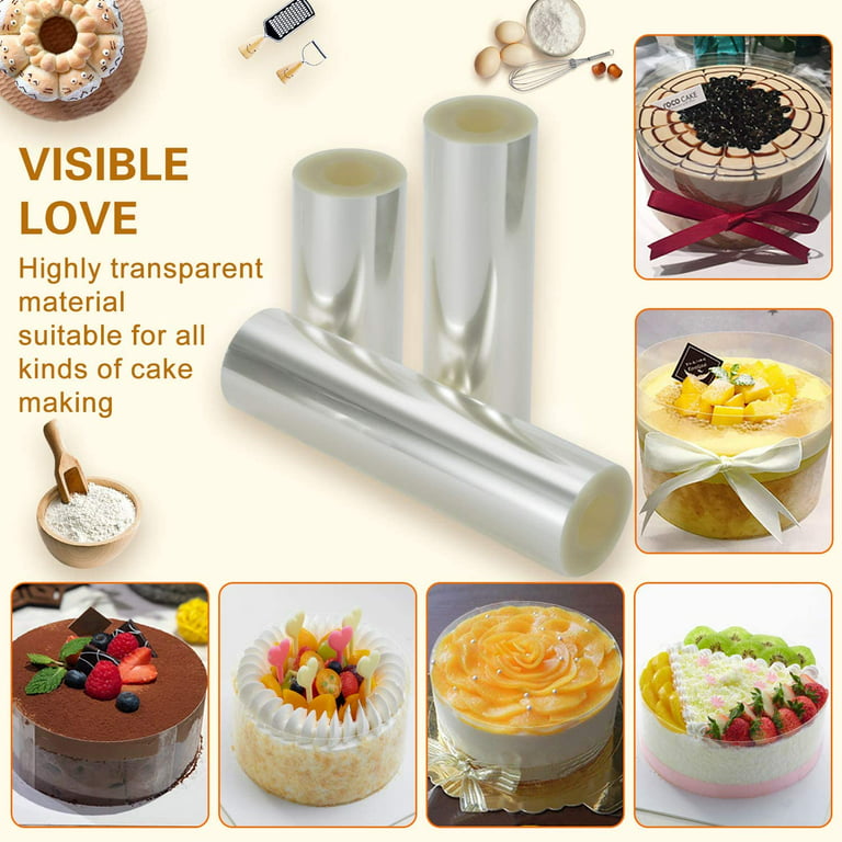Fancy Acetate Cake Collar, Mousse Cake Plastic Wrap, Acetate Sheet Roll for  Baking and Cake Decoration, Pull me up Cake Maker 15cm*10m