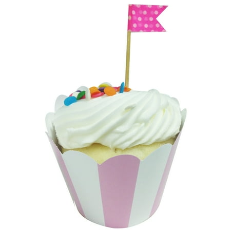 Cupcake Wrappers Set - Wrapables® Standard Size Striped Cupcake Wrappers (Set of 20), Pink