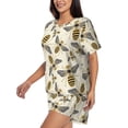 thumbnail image 2 of Bingfone Flying Bees1 Print Pajamas Sets for Women Soft Short-Sleeved Pjs with Lounge Shorts Two Piece Sleepwear, 2 of 8