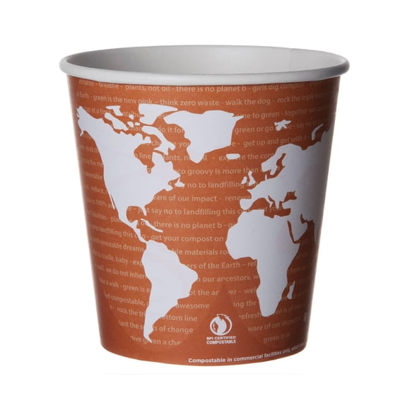 ECO PRODUCTS Compostable 24oz Lined Paper Food Bowls, Case of 500, Renewable Disposable Round Containers, Plant-Based PLA Lined, World Art, Lids Available, ASTM Compliant, BPI-Certified