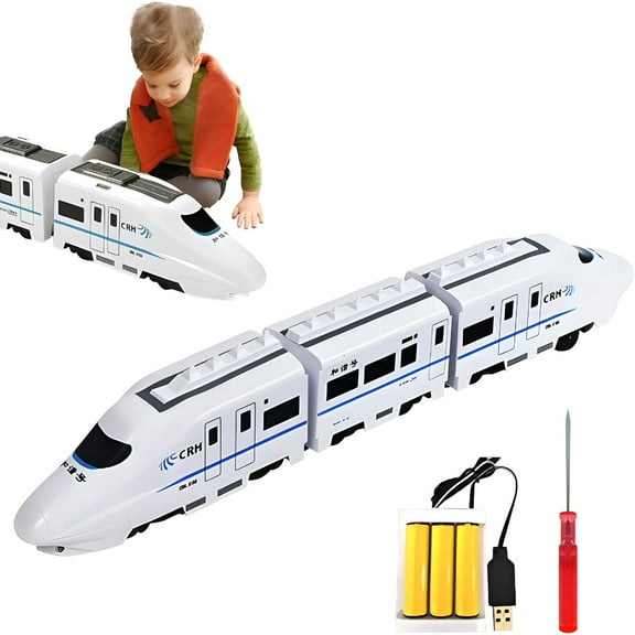 BESTSKY Electric Universal Simulation High Speed Railway Train Toy,Battery Operated Train Toys,Freely Assembled High Speed Train Kids Toy Car,Early Education Toy for Boys (3 Carriages)