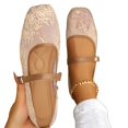 thumbnail image 6 of CHWshoes Women's Floral Lace Ballet Flats Mesh Sheer Square Toe Elegant Flat Shoes Yellow Size 37, 6 of 7