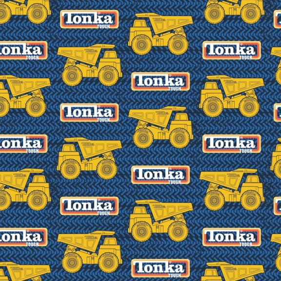 Camelot Fabrics Tonka Tracks and Trucks Blue 100% Cotton Fabric sold by the yard