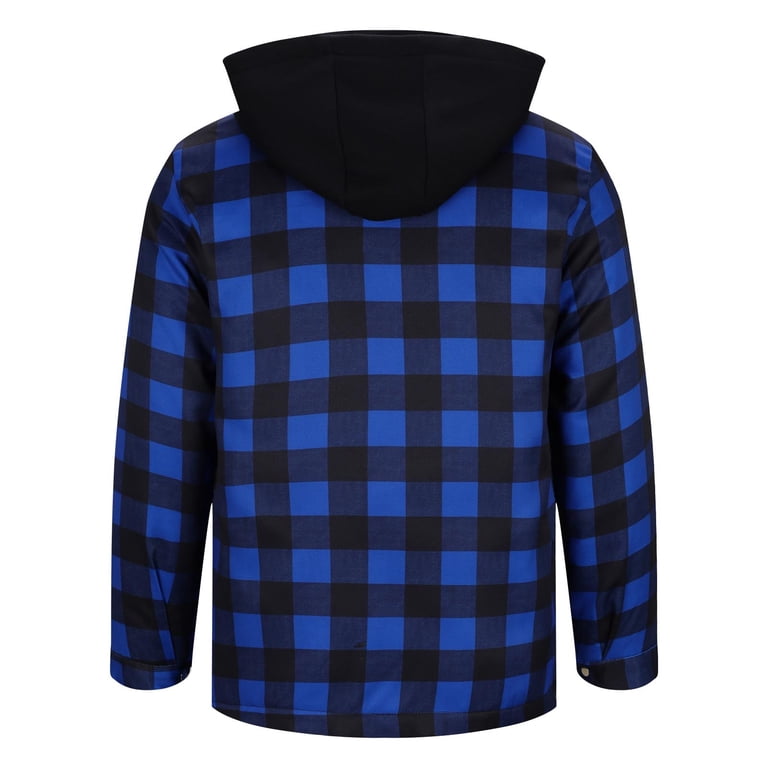 TFEOQRY Men's Shirt Jacket Two Layer Thick Button Checkered Shirt