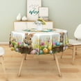 thumbnail image 4 of Lfeey Spring Easter Round Tablecloth, with Rabbit Easter Eggs, Waterproof Wrinkle Resistant Table Cover, 70 inch, 4 of 8