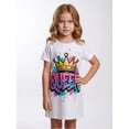 thumbnail image 2 of Girls Trendy Casual Short Sleeve Dress A-Line Sundress Smooth Weekend Outfit for Girls Age 5-13 Round Neck, 2 of 6