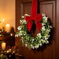 thumbnail image 4 of 2‑Pack Front Door Greenery Wreath with Decorative Bow, Artificial Eucalyptus Seasonal Hanging Wreath for Porch Mantel Decor, 4 of 4