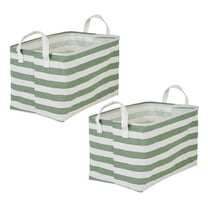 DII Laundry Storage, PE Coated Bin with Handles, Artichoke Green Stripe, Large, 10.5x17.5x10"