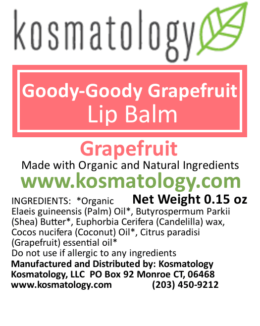 Kosmatology® Organic Grapefruit Lip Balm - Goody Goody Grapefruit 4 Pack | Beeswax Free | Vegan | 100% Natural Moisturizer for Cracked & Dry Lips