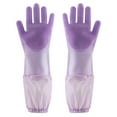 thumbnail image 2 of Djunllk Cleaning Gloves - Long Cuffs Reusable Clear Gloves with Elastic Drawstring, Flexible Non-Slip Dishwashing Gloves for Kitchen & Bathroom Cleaning, 2 of 5