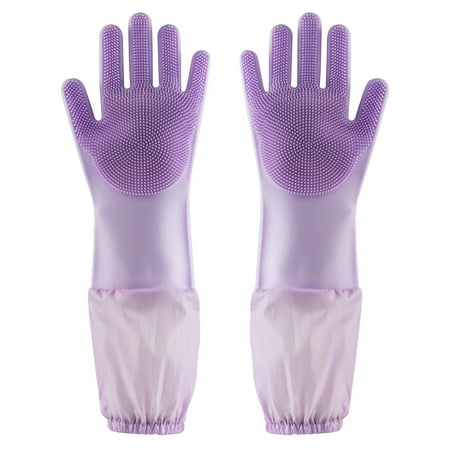 

SuoKom Lengthen Silicone Dishwashing Gloves Waterproof Household Gloves Cat And Dog Scratch And Snap Proof Pet Bathing Gloves