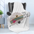 thumbnail image 4 of Travel Soft Flannel Fleece Throw Blanket, There's No Place Like Home Calligraphy with a Flamingo and a Camp Trailer, Cozy Plush for Indoor and Outdoor Use, 60" x 80", Multicolor, by Ambesonne, 4 of 5