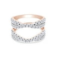 thumbnail image 2 of 1.00 CT Round Cut White Cubic Zirconia Enhancer Double Guard Ring In 14K Rose Gold Plated Sterling Silver (Color: White, Clarity: VVS1-VVS2, 1.00 Cttw) -7.5, 2 of 9