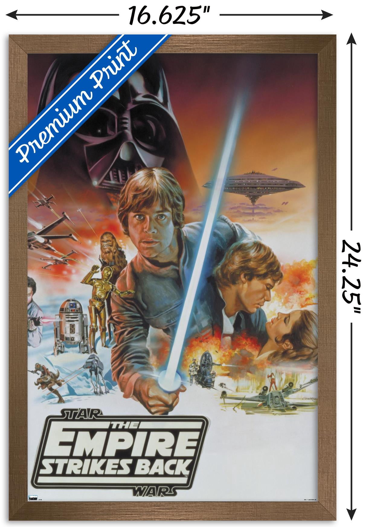 Star Wars: Empire Strikes Back - Cover Illustration Wall Poster, 14.725" x 22.375", Framed