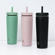 TAL 24oz Stainless Steel Rowan Tumbler with Silicone Straw, Black