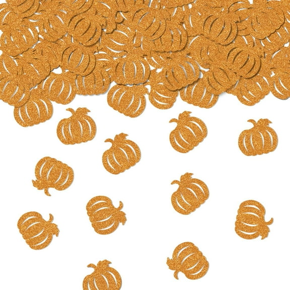 Little Pumpkin Confetti, Thanksgiving Party Decorations for Table, Pumpkin Baby Shower Thanksgiving Autumn Fall Wedding Party Supplies, Orange Glitter 120Pcs