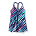 thumbnail image 4 of Swim 365 Women's Plus Size Longer-Length Ruched V-Neck Braided Racerback Tankini Top, 4 of 6