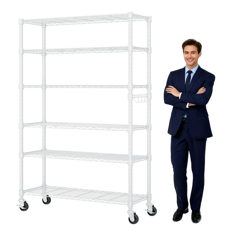 Ktaxon 6 Tier Wire Shelving with Wheels, 46