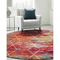 thumbnail image 5 of Unique Loom Trellis Frieze Collection Area Rug - Geometric (7' Round Multi/Ivory), 5 of 7