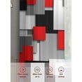 thumbnail image 5 of Red Black Geometric Sheer Curtains 45 Inch Length 2 Panels Set, Modern Abstract Art Block Voile Window Treatment Rod Pocket Small Kitchen Curtains Drapes for Bedroom 52"x45"x2, 5 of 7