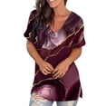 thumbnail image 1 of Hauts d'Été Grande Taille pour Femmes, Blouse Imprimée à la Mode, Col en V, Manches Courtes, T-shirt Ample, T-shirt Col en V pour Femmes en Liquidation, 1 of 6