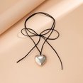 thumbnail image 2 of Pendentif de Cou en Forme de Cœur Mode Collier en Corde Cirée Chaîne de Cou Simple, 2 of 6