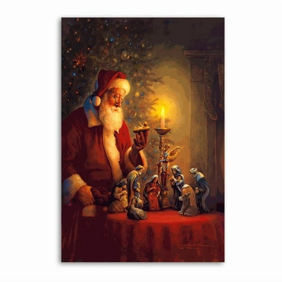 Christmas Santa Claus and Nativity Scene Poster Size 24''x36''