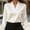 White, variant on VIWORLD Elegant Shiny Finish Blouse - V-Neck Long Sleeve Dress Shirt for Women's Office & Casual Outfits White，S