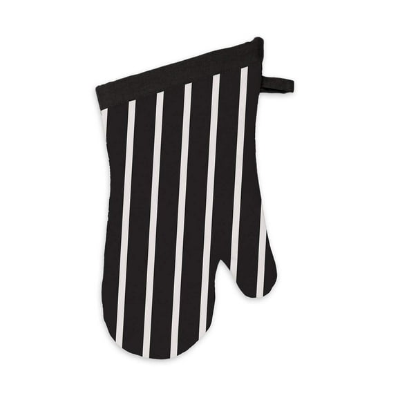 MU Kitchen 100% Cotton Terry-Lined Pinstripe Oven Mitt, 13-Inch, Onyx