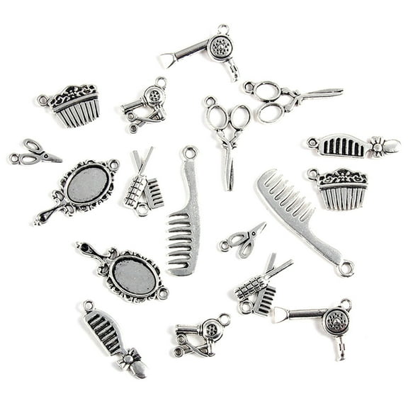 Hairstylist Charm Jewelry Hand DIY Pendant for Creative Accessories Manual Ancient Silver Alloy