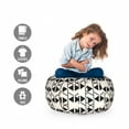thumbnail image 2 of Geometric Storage Toy Bag Chair, Modern Retro Style Monochrome Triangular Shapes and Lines Art Print, Stuffed Animal Organizer Washable Bag, Large Size, Ivory and Charcoal Grey, by Ambesonne, 2 of 3