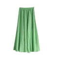 thumbnail image 2 of on Clearance Womens Skirt Elastic High Waist Long Maxi Skirt Women's Summer New High Waist Cool And Comfortable A-line Skirt Large Size Temperament Elastic Waist Mid Length Skirt Ndbuld,Green, 2 of 5