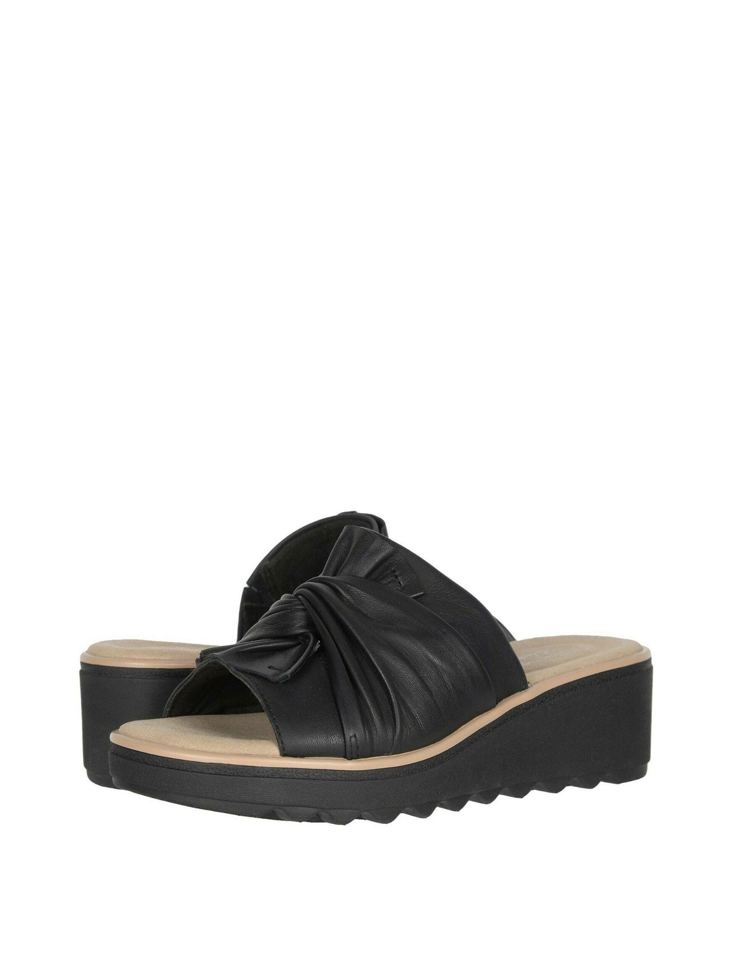 clarks botanic slide black leather
