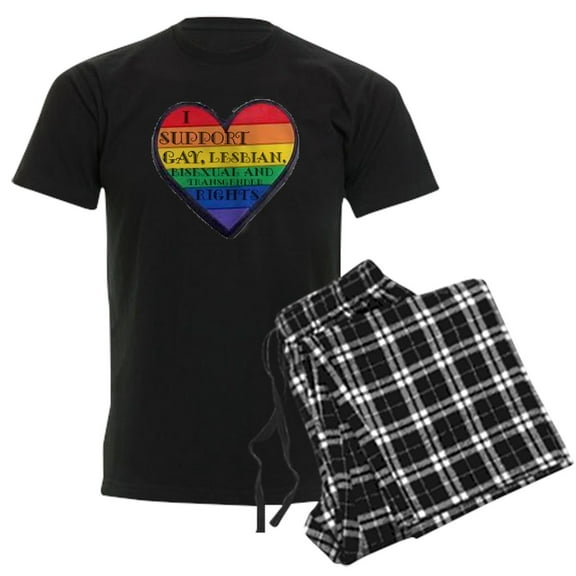 CafePress - Isupportgayrights Men's Dark Pajamas - Men's Dark Loose Fit Cotton Pajama Set