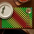 thumbnail image 5 of Rainbow Color Checkered Pattern Summer Placemats Table Placemats Set Of 4-Linen Kitchen Washable Placemats Table Mats 11.8"x17.7" Non-Slip Heat Resistant, 5 of 6