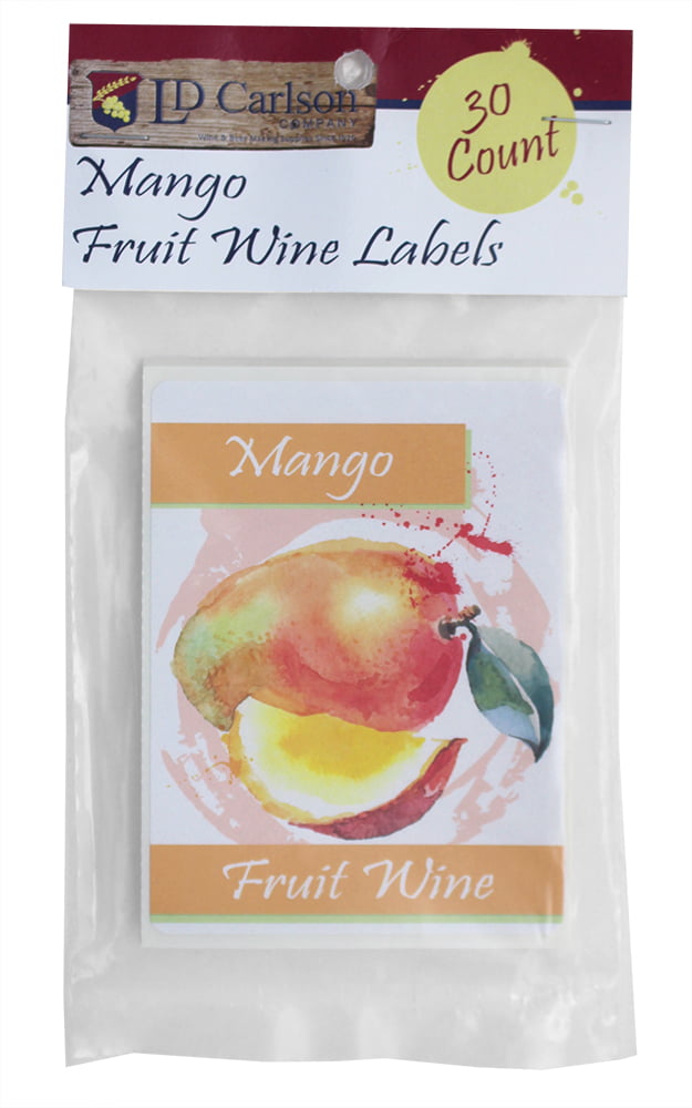 30 count Professional Mango Fruit Wine Labels With Bronze PVC 