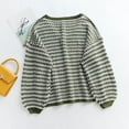 thumbnail image 3 of Vedolay Sweaters for Women Trendy Women's Sweaters 2023 Fall Long Sleeve Crew Neck Striped Oversized Casual Pullover Top,B S, 3 of 5