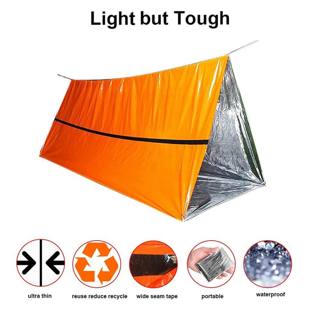 2X 2 Person Survival Emergency Tent with Emergency Sleeping Bag- Waterproof Rescue Survival Tent ,Emergency Shelter