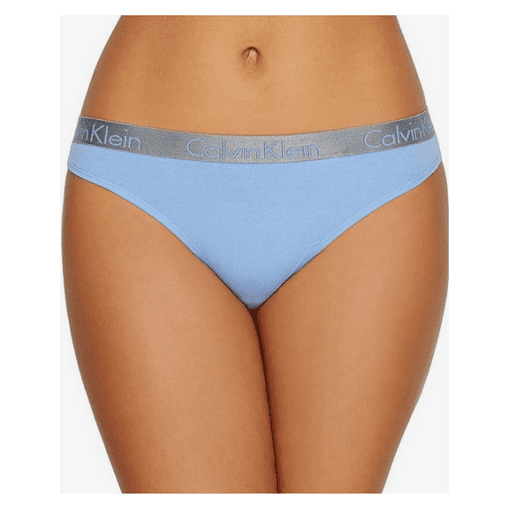 Calvin Klein Women's Logo Thong Panty Cotton LT Blue size S
