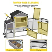 Aivituvin 82.4 Chicken Coop with Wheels, Large Hen House with Run, Chicken Cage for 4-6 Chickens, Weatherproof Asphalt Roof, Nesting Box & Pull-Out Tray