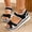 Black, variant on Latrodar Wedge Sandals for Women Hiking Sandals Women Vintage Comfort Stretchy Beach Sandals Pull-On Summer Shoes Flat Heel (O"-1) Medium Color Block Sandals for Lady Anniversary Mom Birthday Gifts