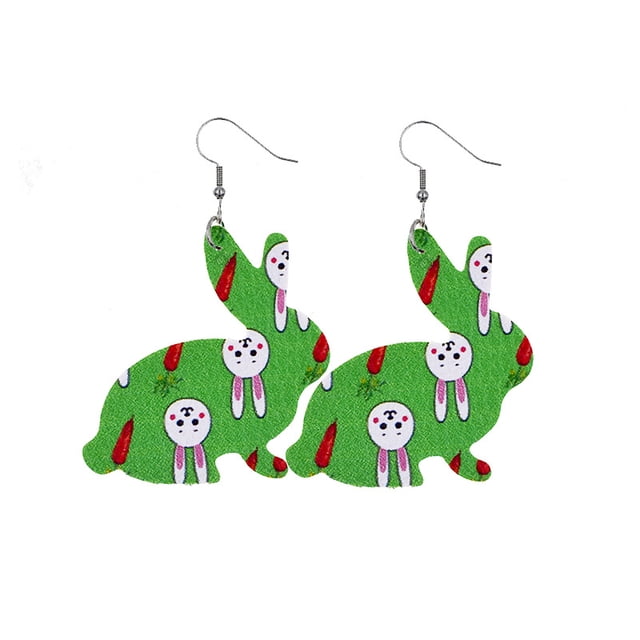Creative Easter Leather Earrings Colorful Eggs Party Rabbit Happy Easter Day Decor Bunny Ester Parti Girls Gifts, Style 9
