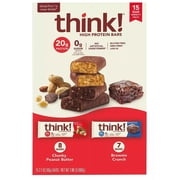 thinkThin Gluten Free Protein Bar Variety Pack 2.1 oz. 15 Bars/Box (220-00555)