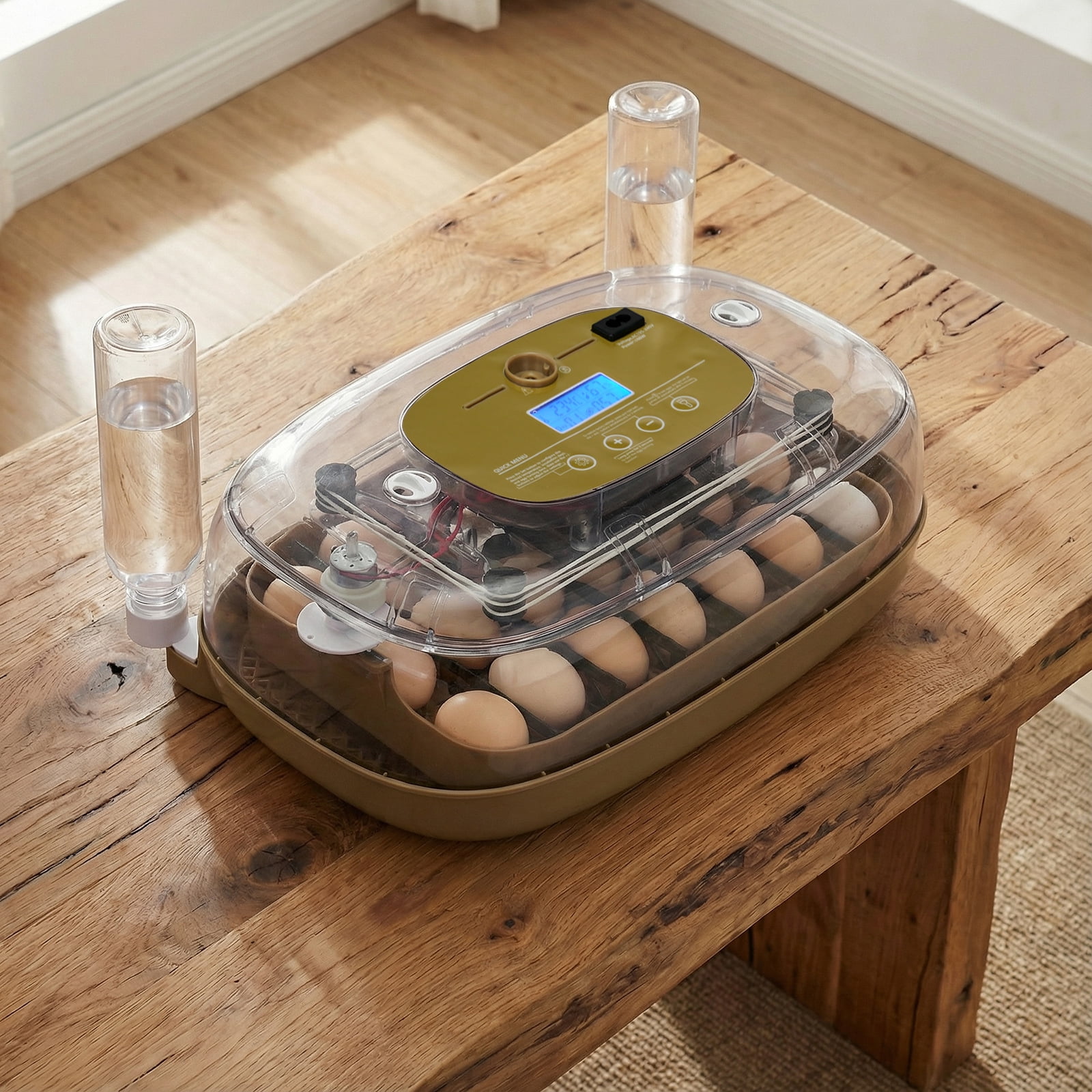 24 Eggs Incubator with Automatic Egg Turning, 110V Digital Poultry Hatcher with LED Egg Candler, Temperature & Humidity Control, Auto Water Adding, for Chickens Ducks Quails